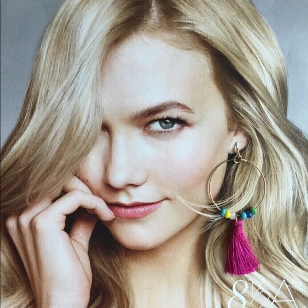 Trendy‎ Tassel Earrings Multicolor Beads - Picture 2 of 5